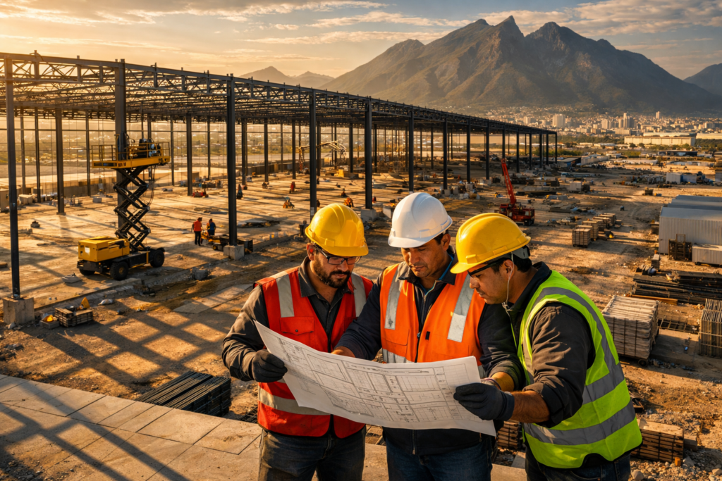 Director de compras evaluando propuestas de proveedores para construcción de nave industrial en Monterrey