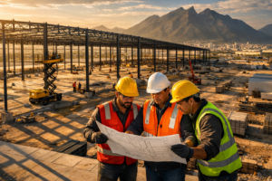 Director de compras evaluando propuestas de proveedores para construcción de nave industrial en Monterrey